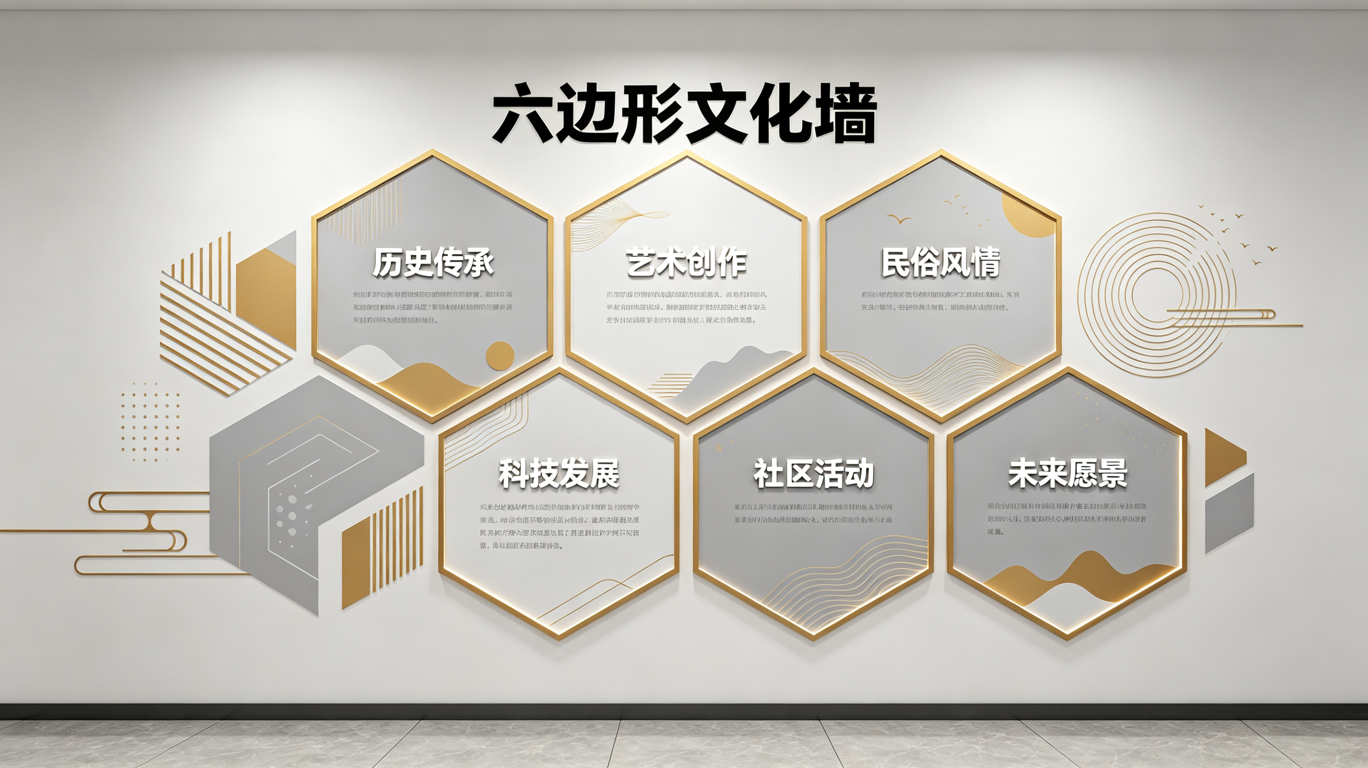 应城企业文化墙 | 六边形信息美学